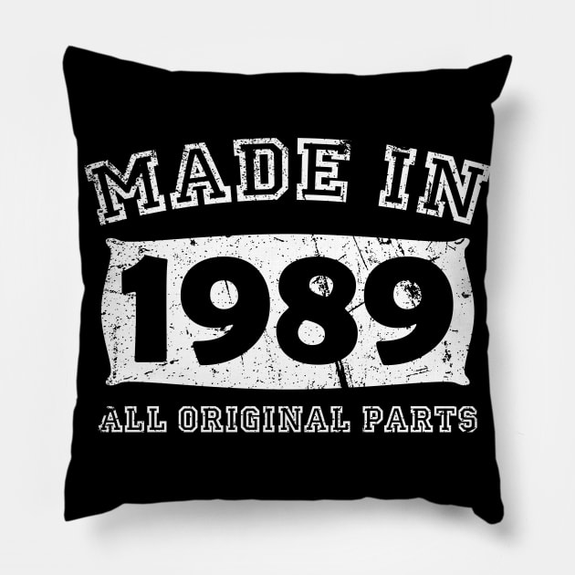 Made 1989 Original Parts Birthday Gifts distressed Pillow by star trek fanart and more