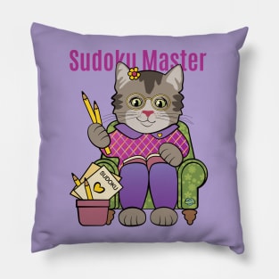 Sudoku Master Cat Pillow