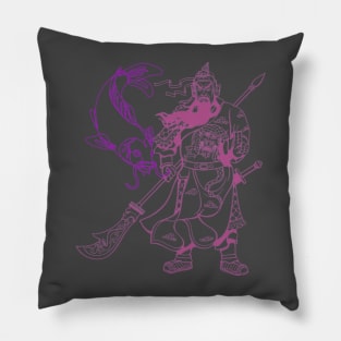 chinese warrior and koi fish Pillow