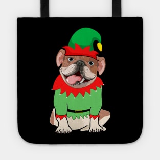 Bulldog In Elf Costume Christmas Tote