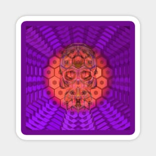 Electroluminated Skull Flower - Amethyst Peach Magnet