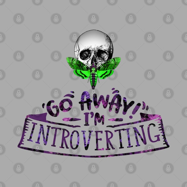 Go Away I'm Introverting - Skull Moth - acid green - Anti-Social Butterfly collection. by Wanderer Bat