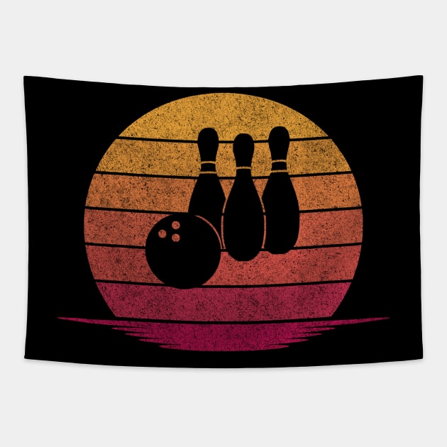 Awesome Funny Bowling Gift - Hobby Silhouette Sunset Design Tapestry by mahmuq