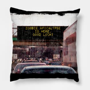 Zombie Apocalypse Traffic Sign Pillow