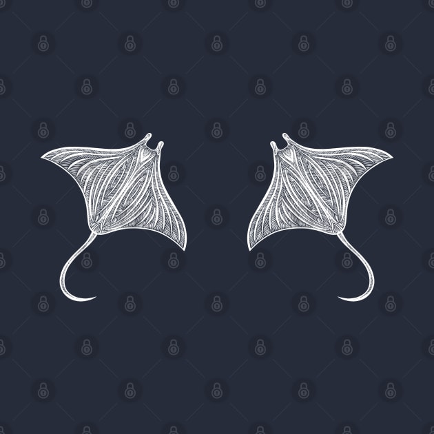 Manta Rays in Love - cute and fun ray design - dark colors by Green Paladin