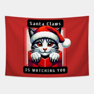 Santa Claws Is Watching You Tapestry