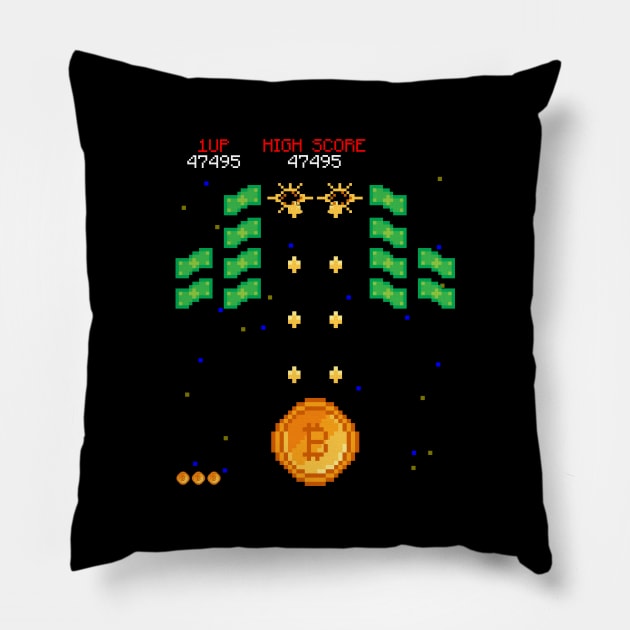 Bitcoin, Dollar, Money, Ethereum, Crypto, Finance Pillow by Strohalm