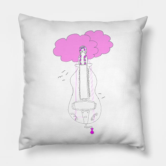 Pink Hurdy-gurdy Head in the Clouds Pillow by inkle