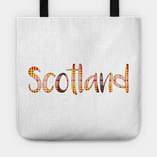 SCOTLAND, Red, Yellow, Black and White Tartan Style Design Tote