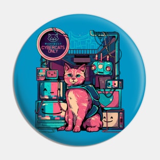 Cybercats Only - Funny Cat Geek Gift Pin