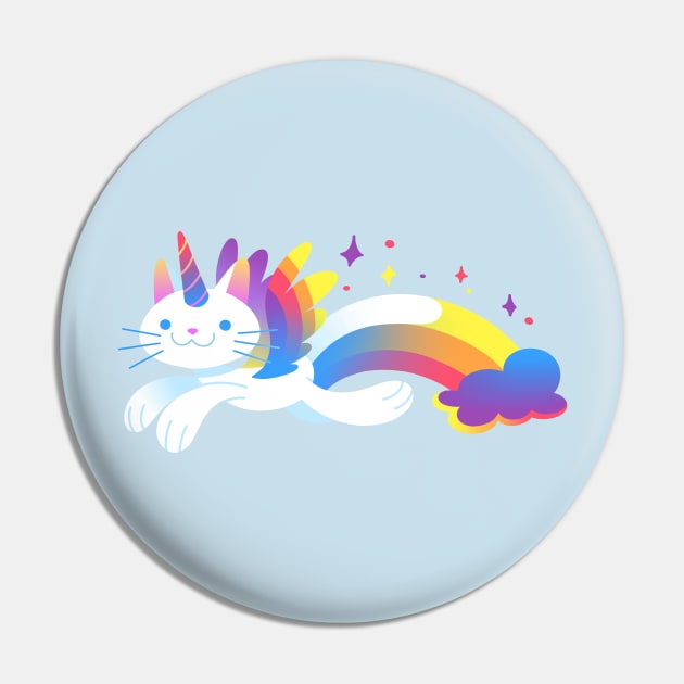 Rainbow Unicorn Kitty Pin by TeeBudgie