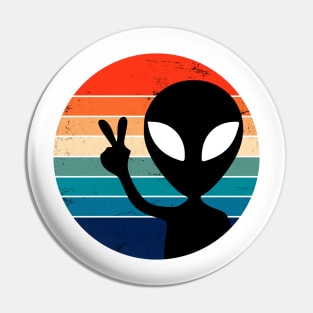 Alien Peace Sign Retro Style Pin