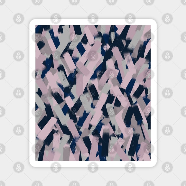 Navy Blue, Grey and Pink Smudgy Brush Strokes Magnet by OneThreeSix