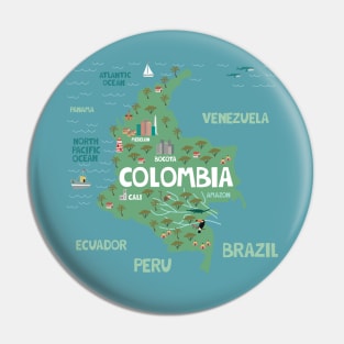 colombia illustrated map Pin