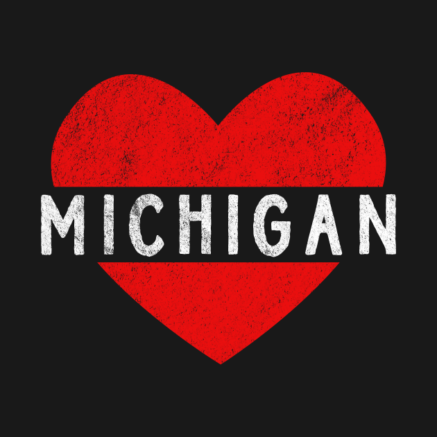 Disover I Love Michigan USA State Retro Vintage Heart Gift - Michigan - T-Shirt