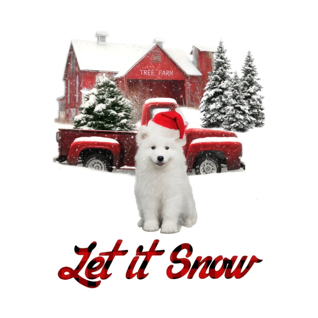 Samoyed Dog Let It Snow Tree Farm Red Truck Christmas by Brodrick Arlette Store