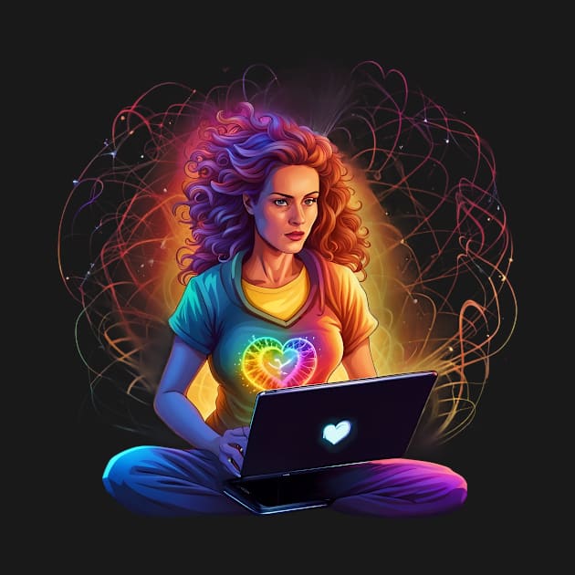 Code Guru's Rainbow Heart Burst Tee by trubble