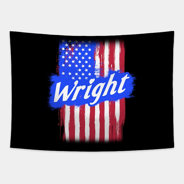 American Flag Wright Family Gift For Men Women, Surname Last Name Tapestry by darius2019