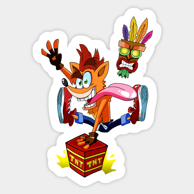 crash and aku aku crash bandicoot sticker teepublic
