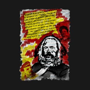 Hand Drawn Drawing Portrait of Karl Marx T-Shirt