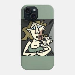 Abstract angular image of mother holding her baby. Phone Case