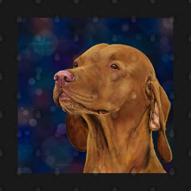 Brown Vizsla Looking to the Side, Painting by ibadishi