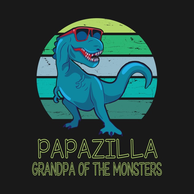 Papazilla Grandpa Of The Monsters Happy Father Day Dinosaur T-rex Saurus Lover Papa Vintage Retro by DainaMotteut