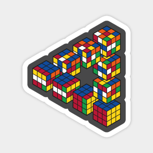 Rubiks Cube Penrose Triangle Optical Illusion - Inspired by Escher Magnet