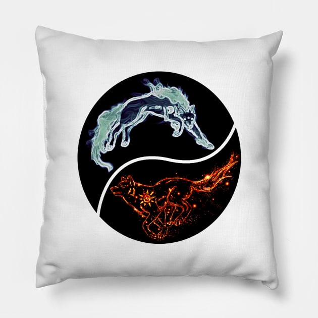 Yin and yang Hatia and Skole Pillow by Kirion