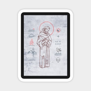 Saint Francis of Asis and christian symbols illustration Magnet