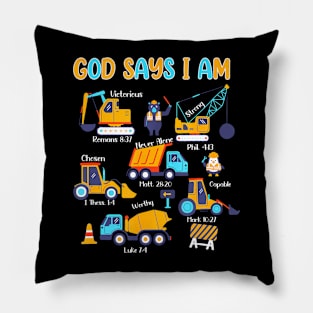 Construction Bible Verse Truck Toddler Kids Pillow