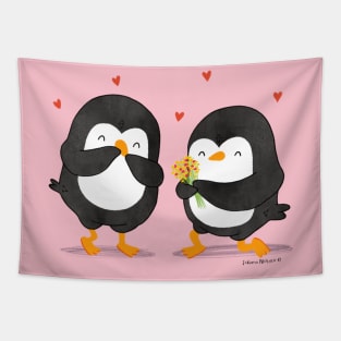 Couple of Penguins in love Tapestry