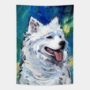 Samoyed Night (Portrait) Tapestry