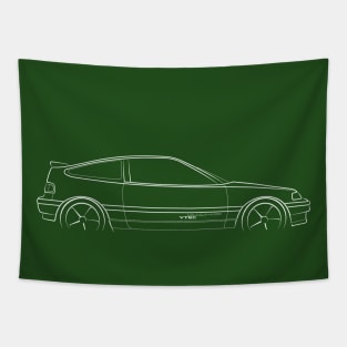 Honda Civic CRX Si - profile stencil, white Tapestry