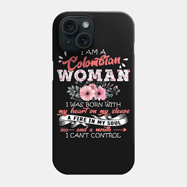 Colombian Woman I Was Born With My Heart on My Sleeve Floral Colombia Flowers Graphic Phone Case by Kens Shop