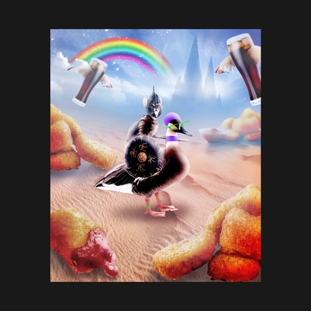 Warrior Cat Riding Duck in Desert by Random Galaxy