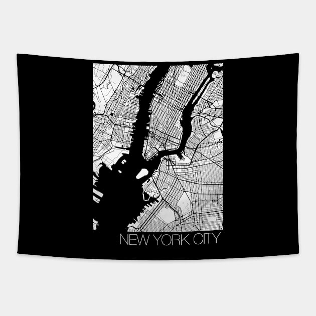 New York city map - black and white Tapestry by Mamadamme Gabrieux Art