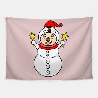 Snowman cartoon boy cosplay Tapestry