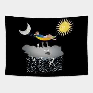 Sunny day above the clouds Tapestry