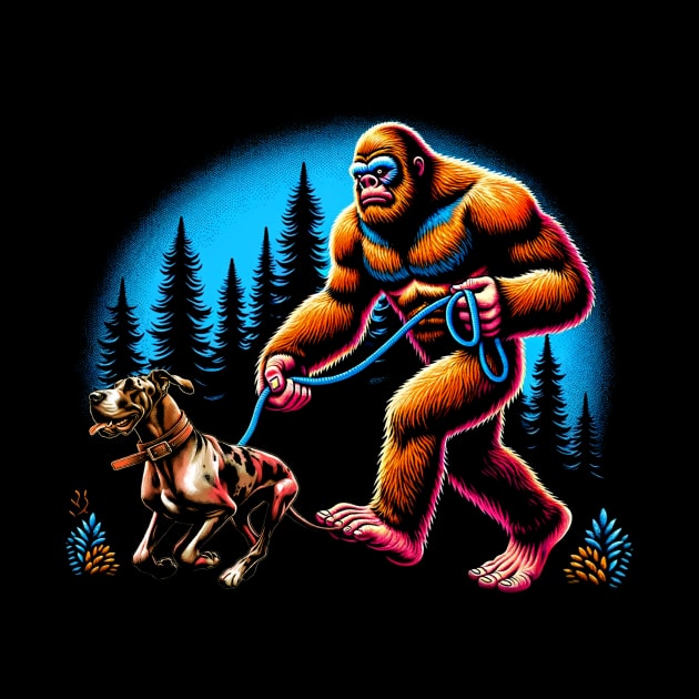 Bigfoot Walking Great Dane Grace, Stylish Tee for Dog Enthusiasts by Gamma-Mage