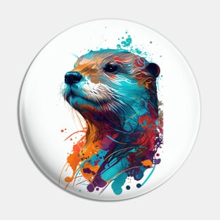 Pop Art Otter In Vibrant Colors - A Fun and Whimsical Colorful Otter Pin