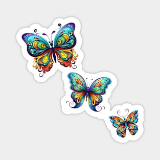 Three Magical Rainbow Colored Butterflies Magnet