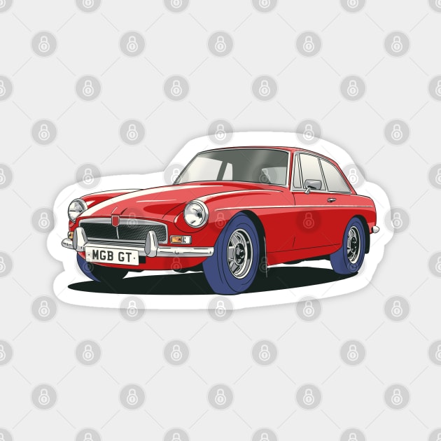 MGB GT Vintage Car in Flame Red Magnet by Webazoot