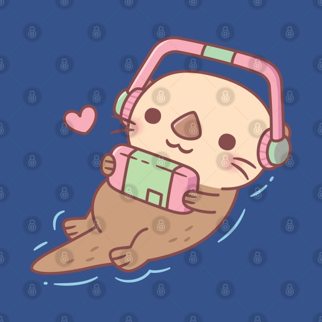 Cute Sea Otter Gamer Chilling With Game Console by rustydoodle