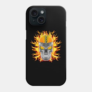 Yellow Skull with Flames Phone Case