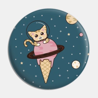 Space Cat with Ice Cream Cone Pin