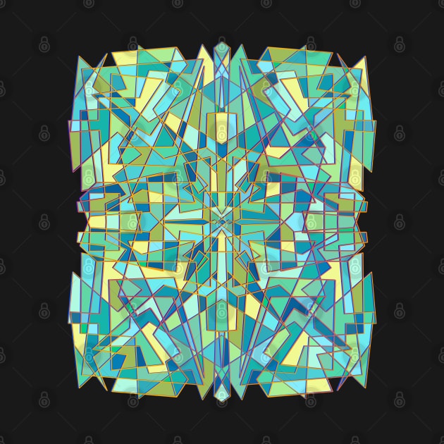 Random geometric shapes in cool greenish color tones by DaveDanchuk