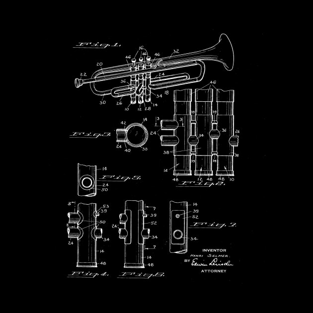 musical instrument Vintage Patent Drawing by TheYoungDesigns