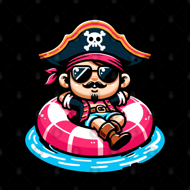 Pool Party Pirate Pink Float Funny Pirate by KsuAnn