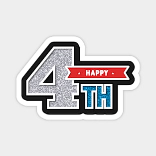 Happy 4th July Glitter Sticker Magnet